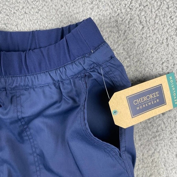 Cherokee Workwear Women's Small Navy Tapered Leg Drawstring Tall Scrubs Pants - Picture 7 of 16